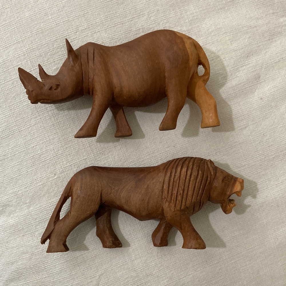 4/$20 Handcrafted Wooden Animal Figurines - Brown